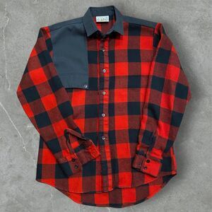 Wrangler Outdoors Vintage Shooting Flannel Black Red Button Up Mens Size Medium